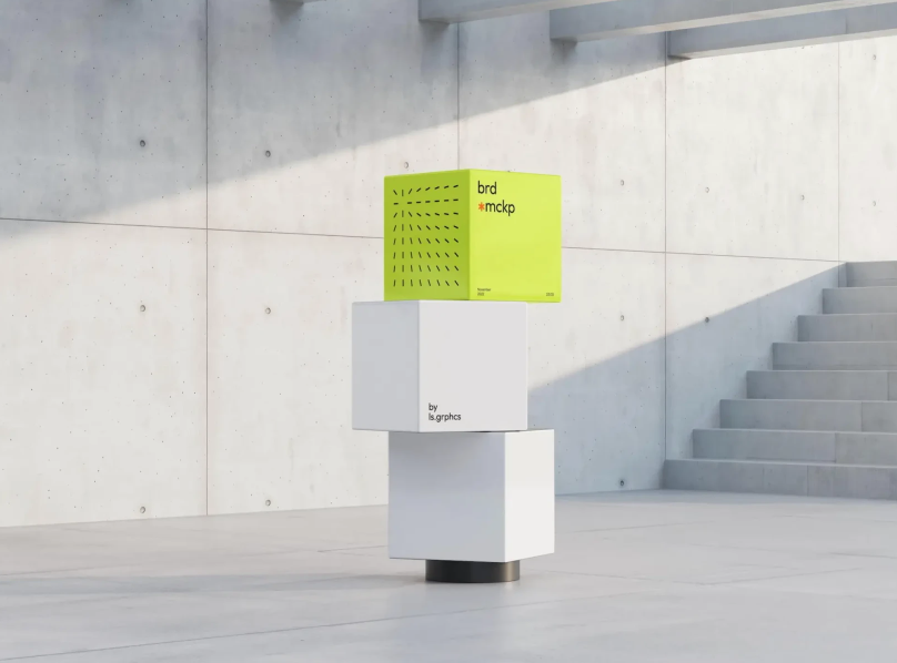 Board and Stacked Box Mockups Realistic Presentation Tools