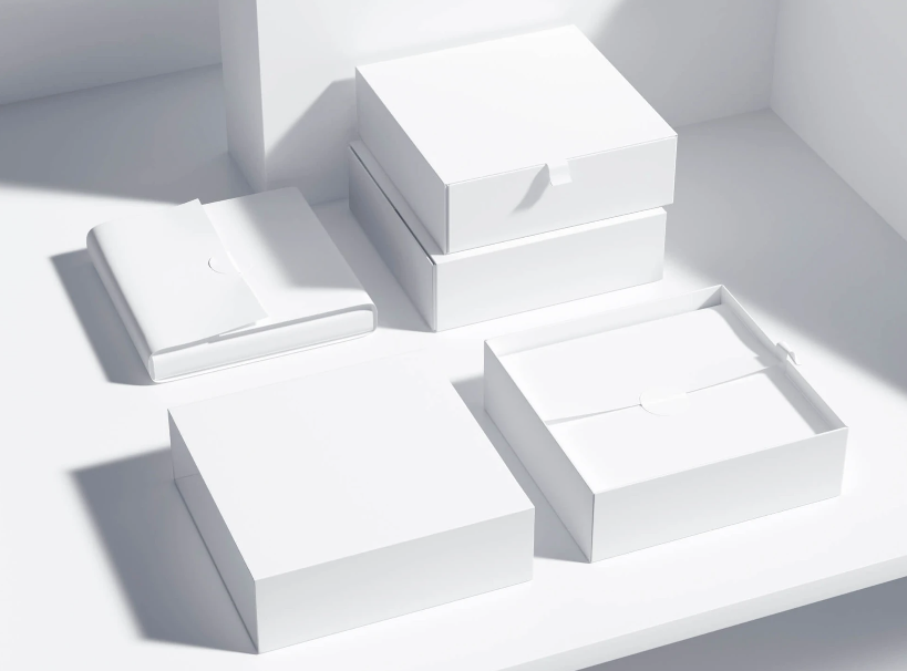 Free Four Box Mockups in Colorful Arrangement