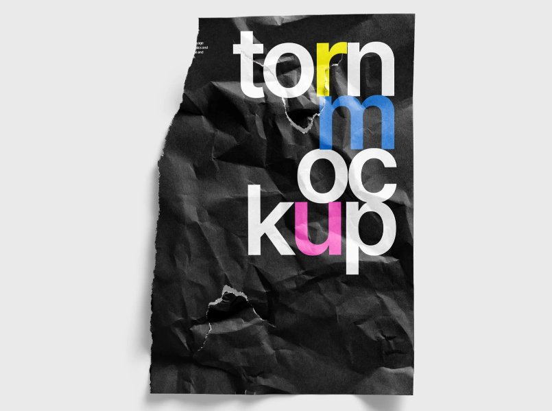 Free Torn Poster & crinkled Paper Mockup