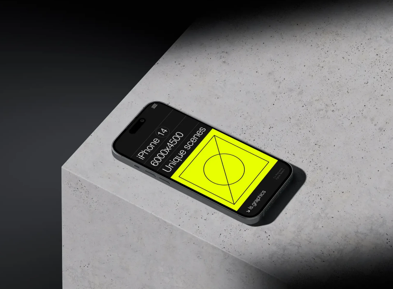Free iPhone 14 Pro Mockup on Concrete Surface