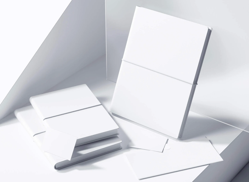 Group of Notebook Business Card and Envelope Mockups