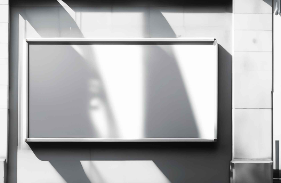 Realistic Street Billboard Mockup Urban Concrete Wall Display with Shadow Overlay