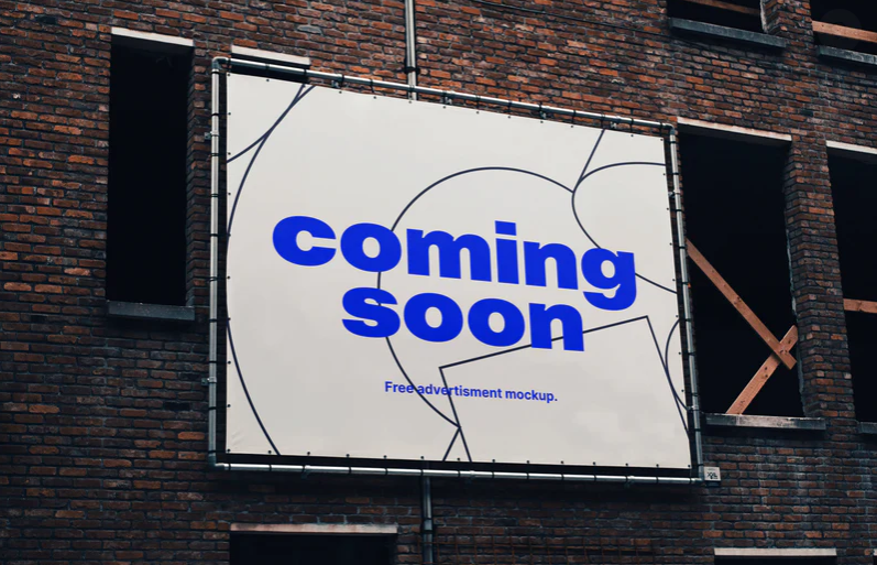 Single Construction Site Billboard Mockup Realistic Outdoor Advertising Presentation