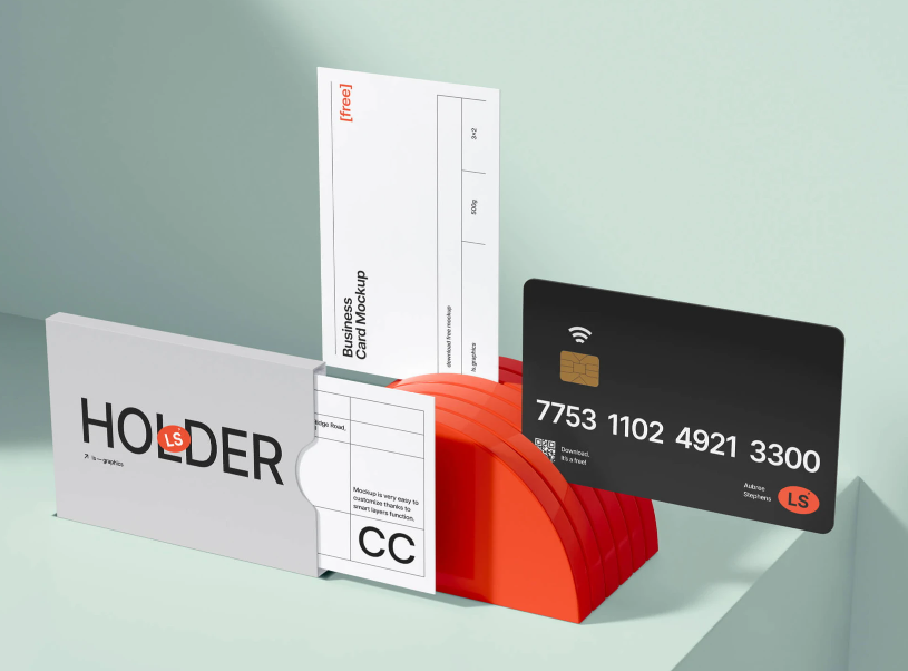 cardholder with cards Mockup