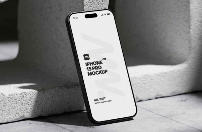 iPhone 15 Pro Grayscale Mockup Artistic Concrete Presentation - AP ...