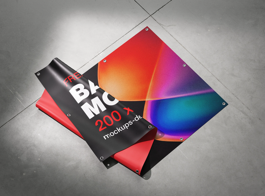 Banner on the Floor Mockup Concrete Portfolio Powerhouse