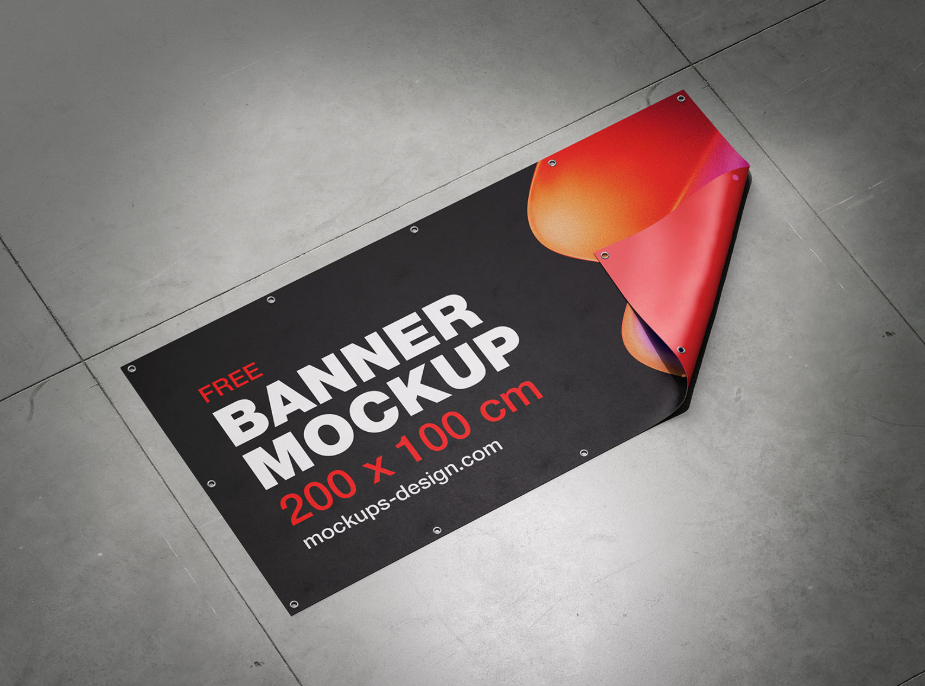 Banner on the Floor Mockup Concrete Portfolio Powerhouse