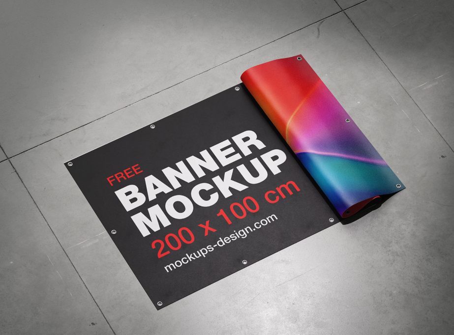 Banner on the Floor Mockup Concrete Portfolio Powerhouse