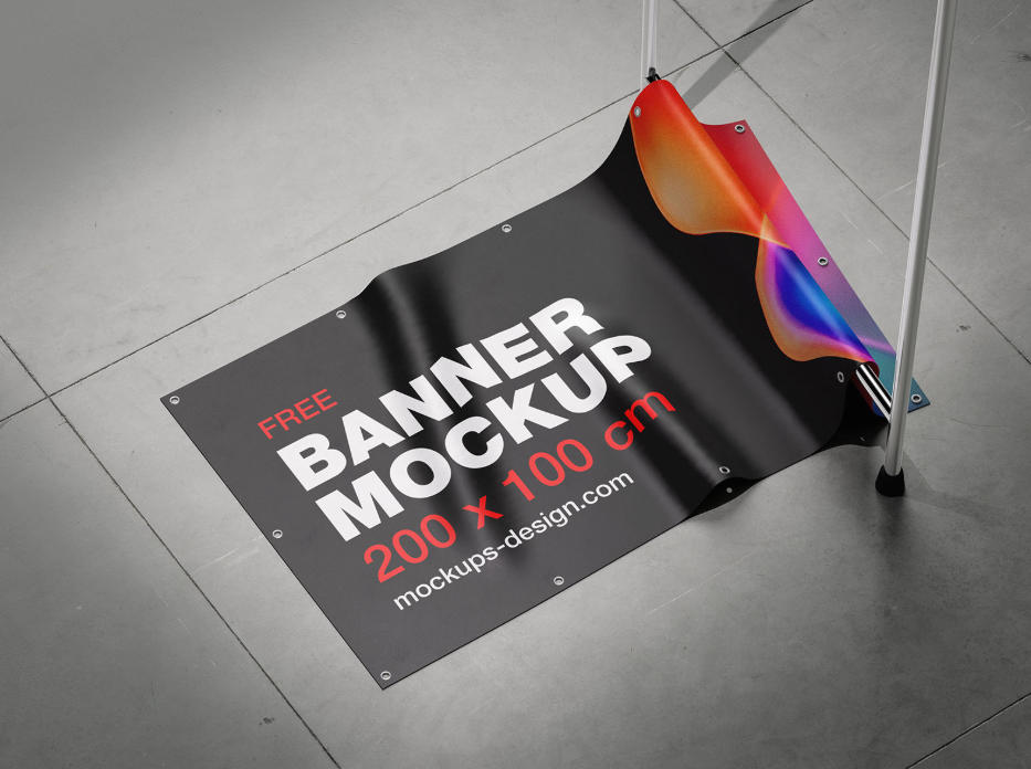 Banner on the Floor Mockup Concrete Portfolio Powerhouse