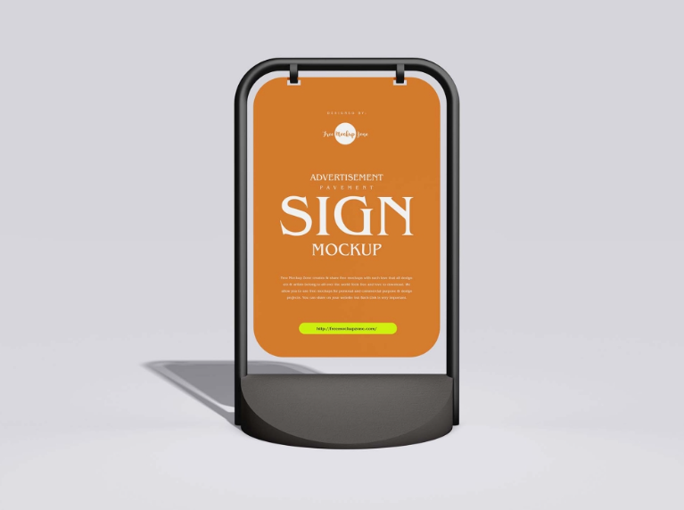 Pavement Sign Mockup Realistic PSD for Storefront