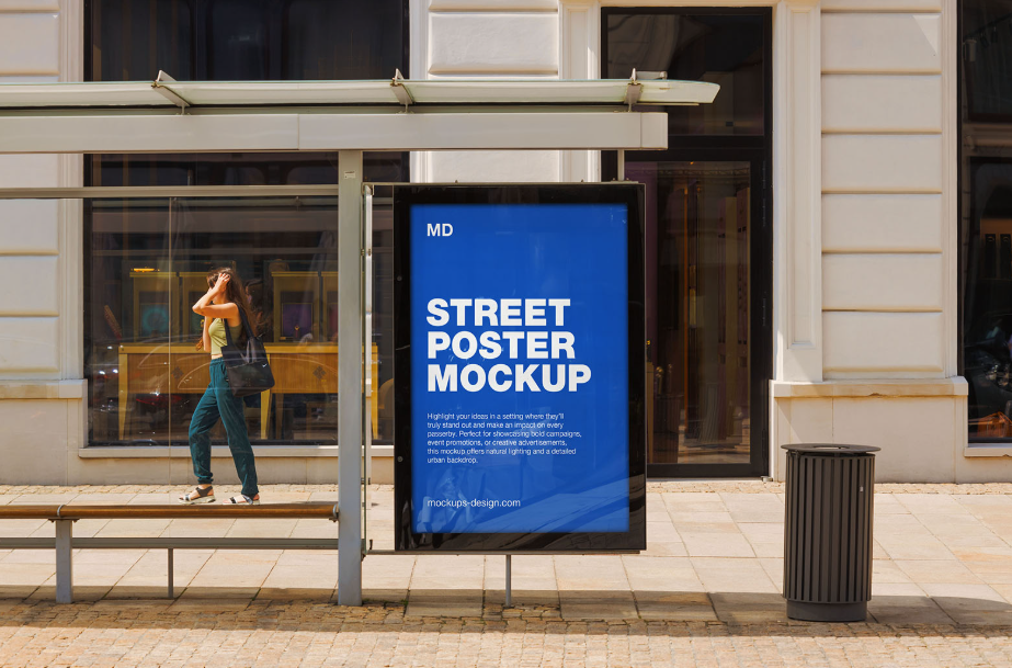 Street Poster PSD Mockup Bus Stop Powerhouse