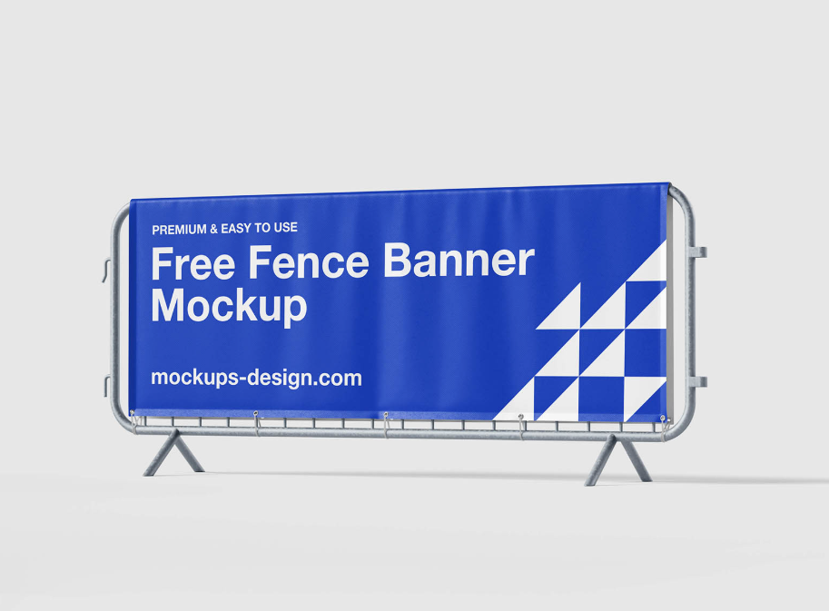 Ultimate Realistic Fence Banner Mockup 3 Angle construction