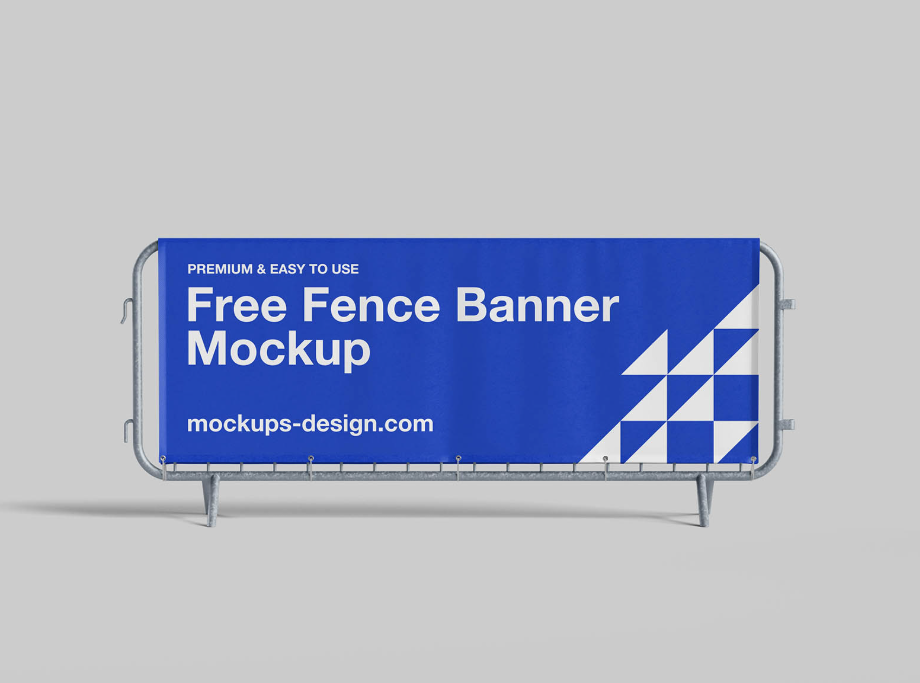 Ultimate Realistic Fence Banner Mockup 3 Angle construction