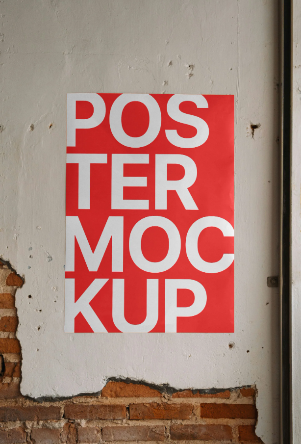 Urban Poster Mockup Weathered Wall PSD
