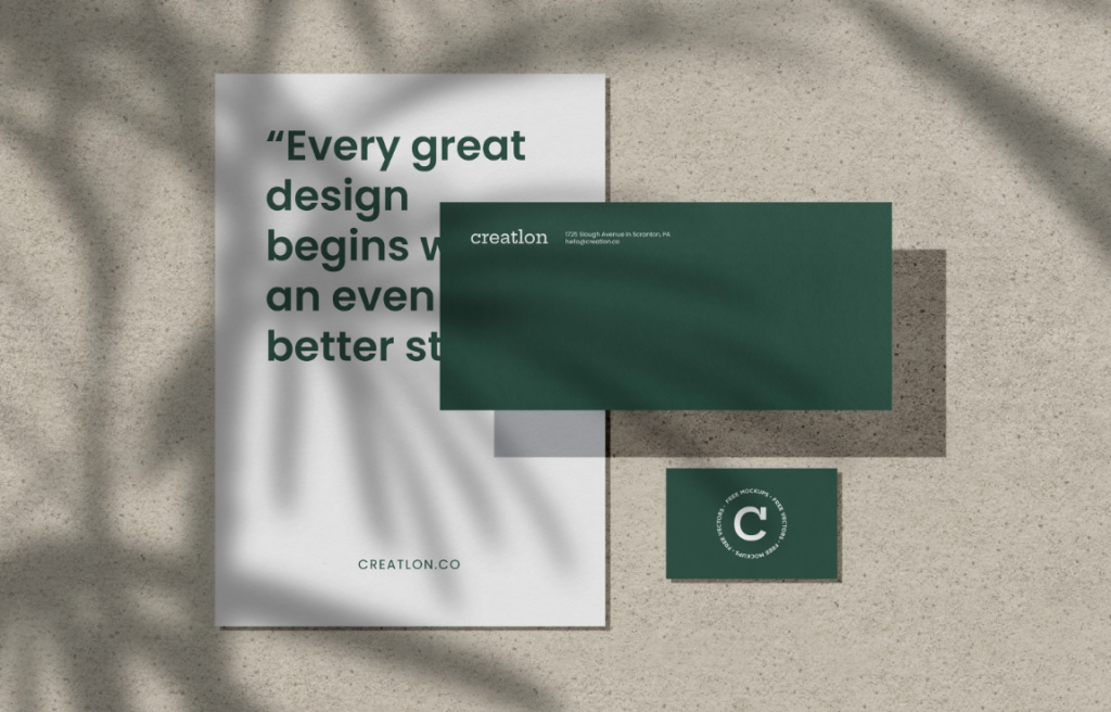 A4 Paper Envelope & Business Card Mockup