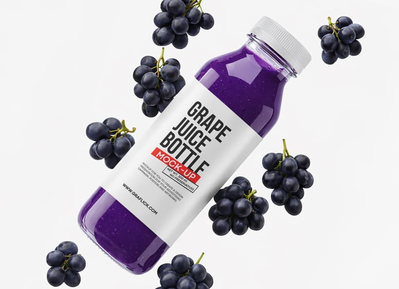 Black Grape Juice Bottle Mockup PSD Free Download