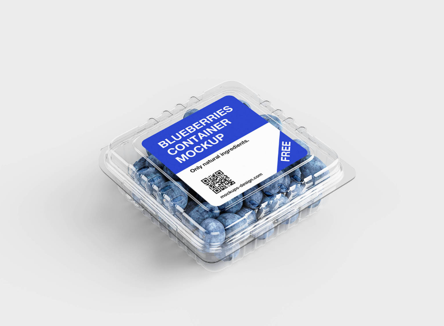 Blueberries Plastic Container Mockup