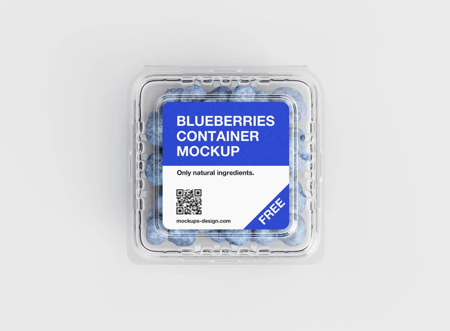 Blueberries Plastic Container Mockup