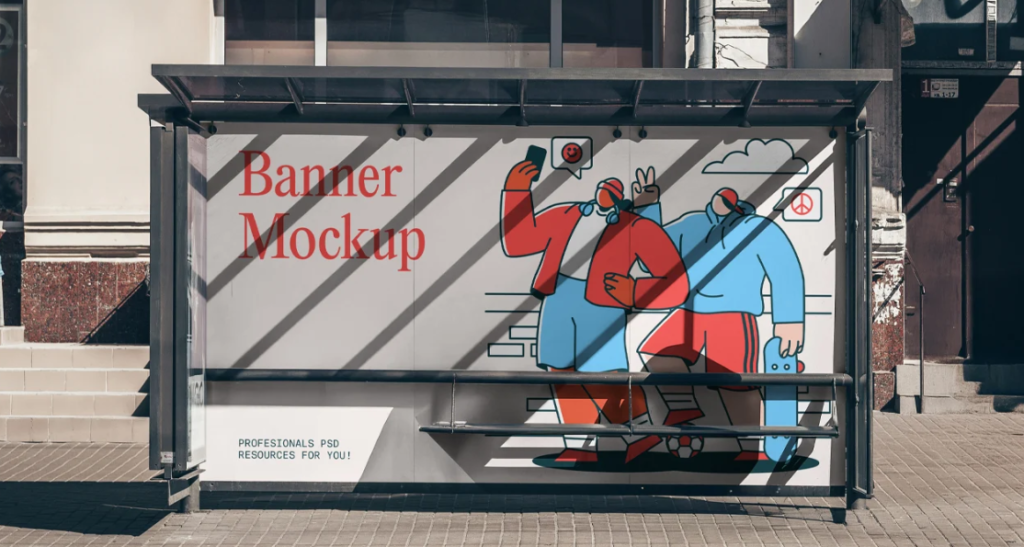 Bus Stop Advert Banner Mockup