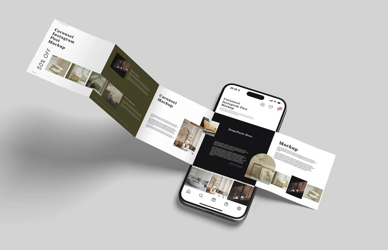 Carousel Instagram Post Mockup Social Media Presentation