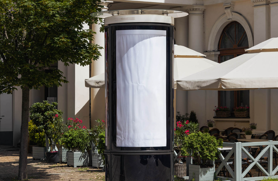 Cylindrical Street Poster Mockup
