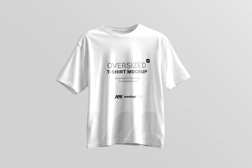 Floating Oversized T Shirt Mockup PSD Photorealistic Display