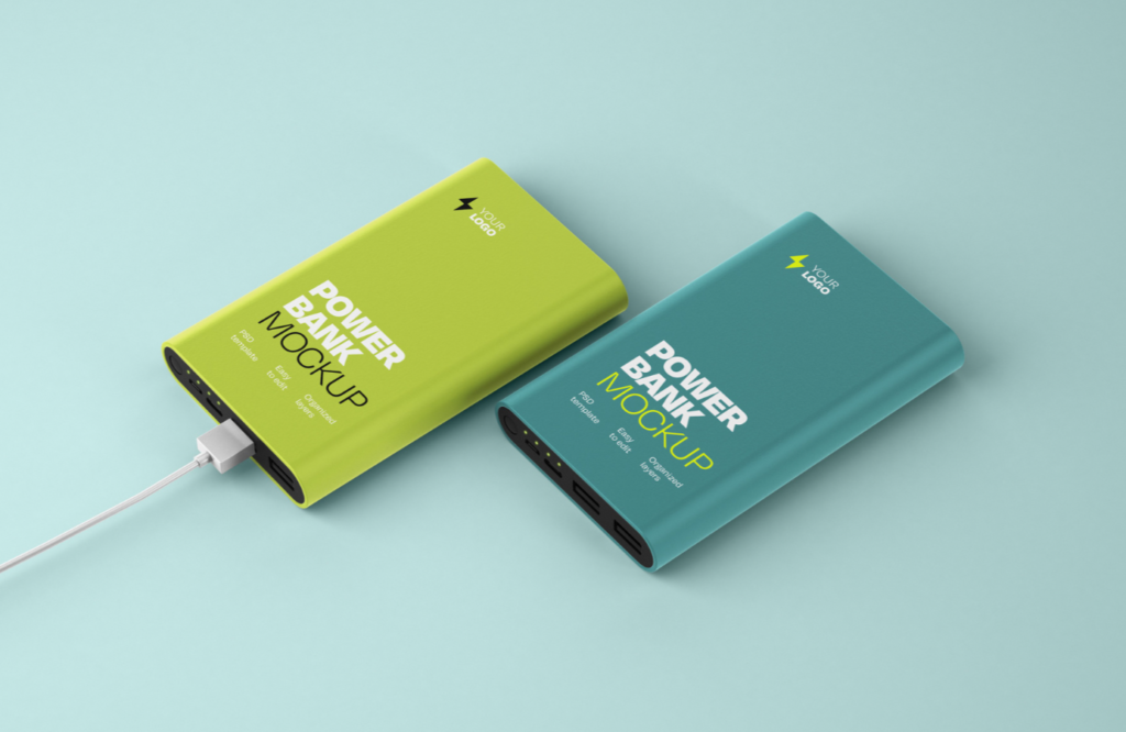 Glossy Power Bank Mockup Set