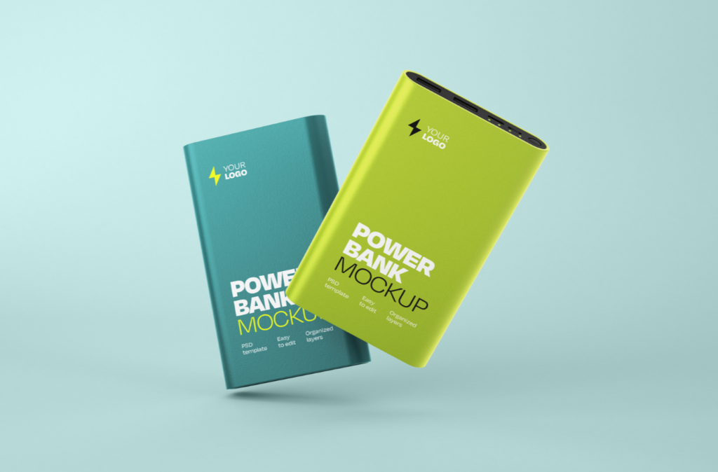 Glossy Power Bank Mockup Set