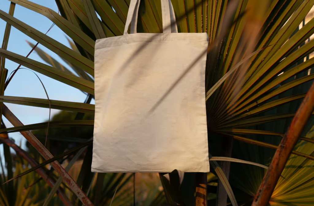 Hanging Canvas Bag on Fence PSD Mockup Present Your Designs