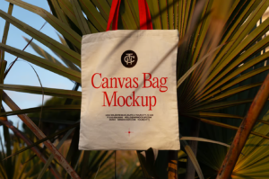 Hanging Canvas Bag on Fence PSD Mockup Present Your Designs