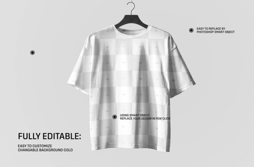 Hanging Oversized T Shirt Mockup PSD
