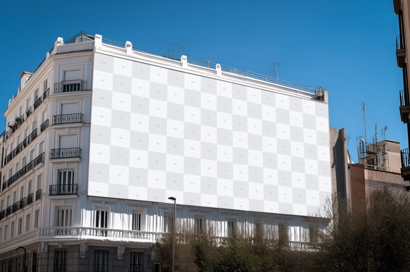 Large Billboard on Building Mockup PSD
