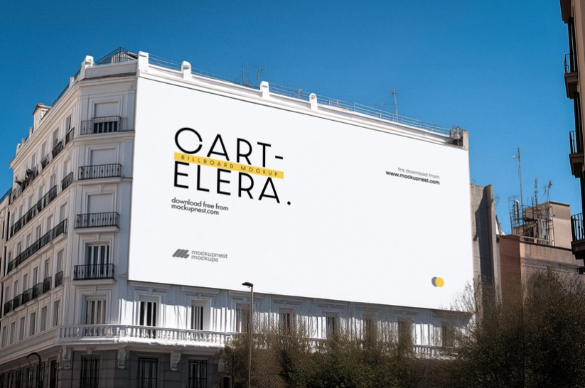 Large Billboard on Building Mockup PSD