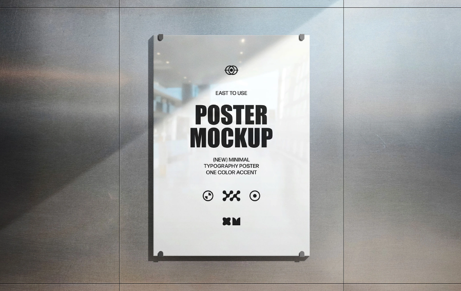 Metal Wall Poster Mockup Presentation