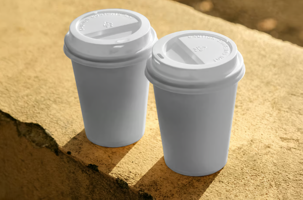Paper Two coffee cups Mockup Packaging