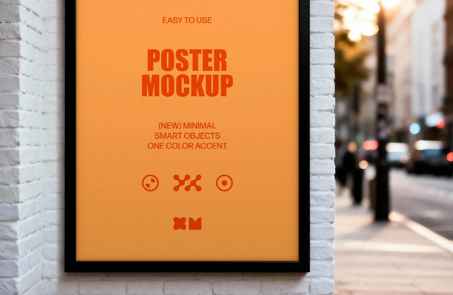 Poster Mockup on White Brick Wall Clean & Modern Presentation
