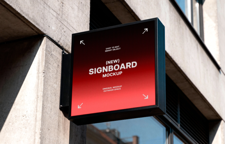Slim Black Signboard Mockup Branding PSD by Pixelbuddha - AP Design Blog