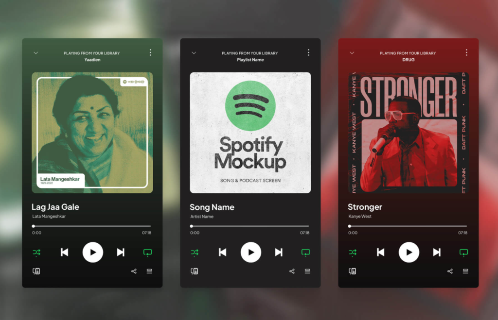 Spotify Mockup Song & Podcast Screen UI