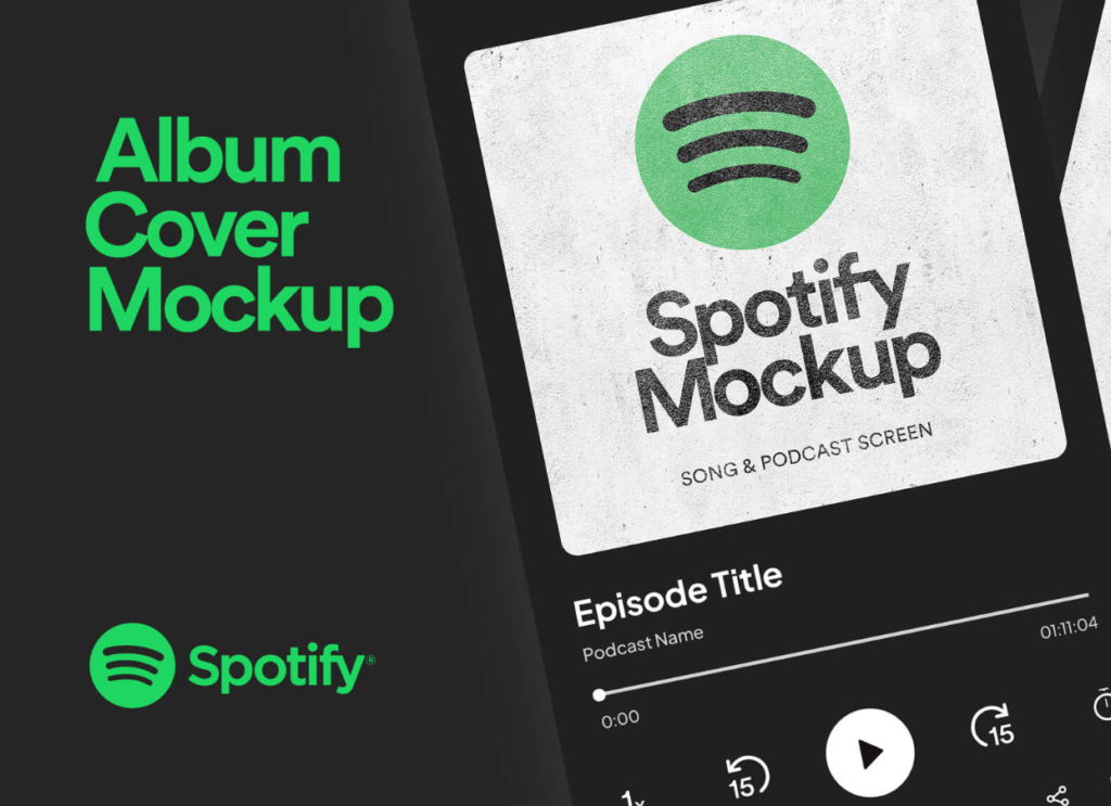 Spotify Mockup Song & Podcast Screen UI