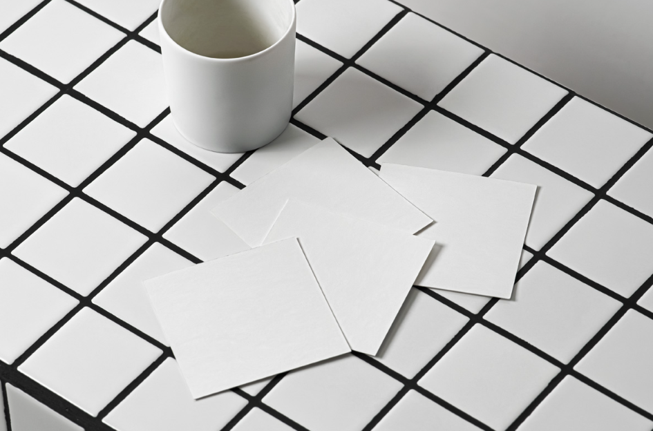 Square Business cards Scene PSD Mockup