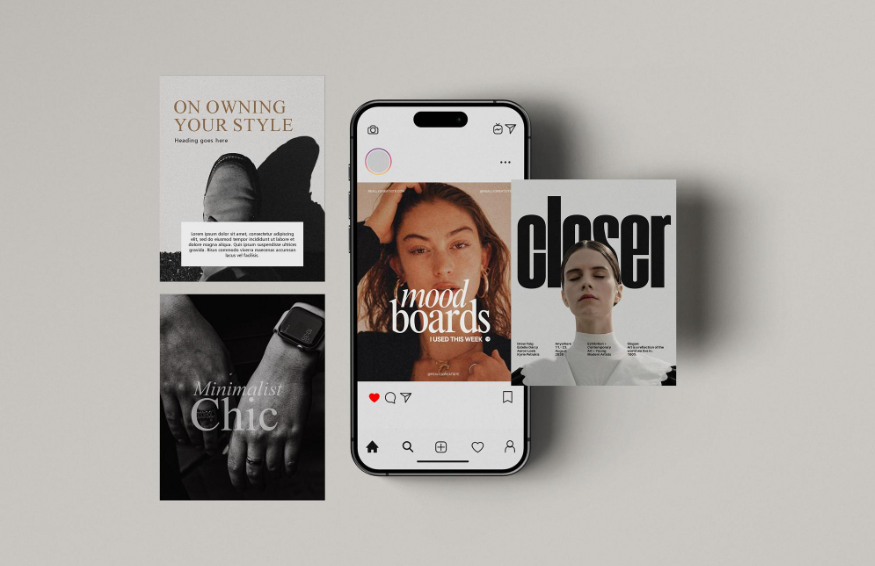 Three Square Editorial Card Smartphone Mockup