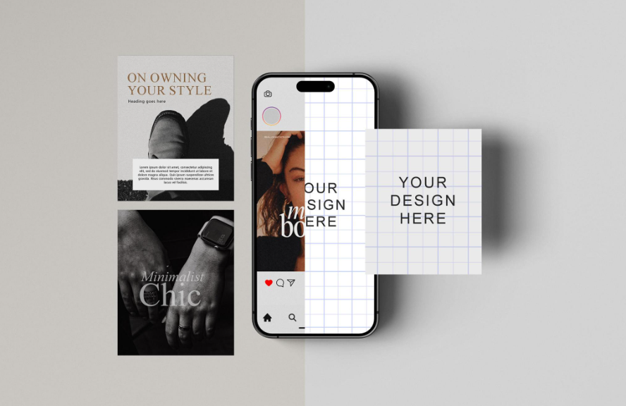 Three Square Editorial Card Smartphone Mockup