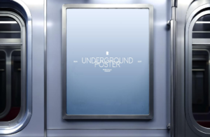 Underground Train Poster Free Mockup  High Resolution