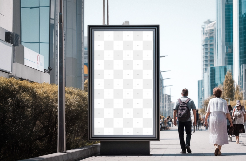 Vertical Street Billboard Mockup PSD 