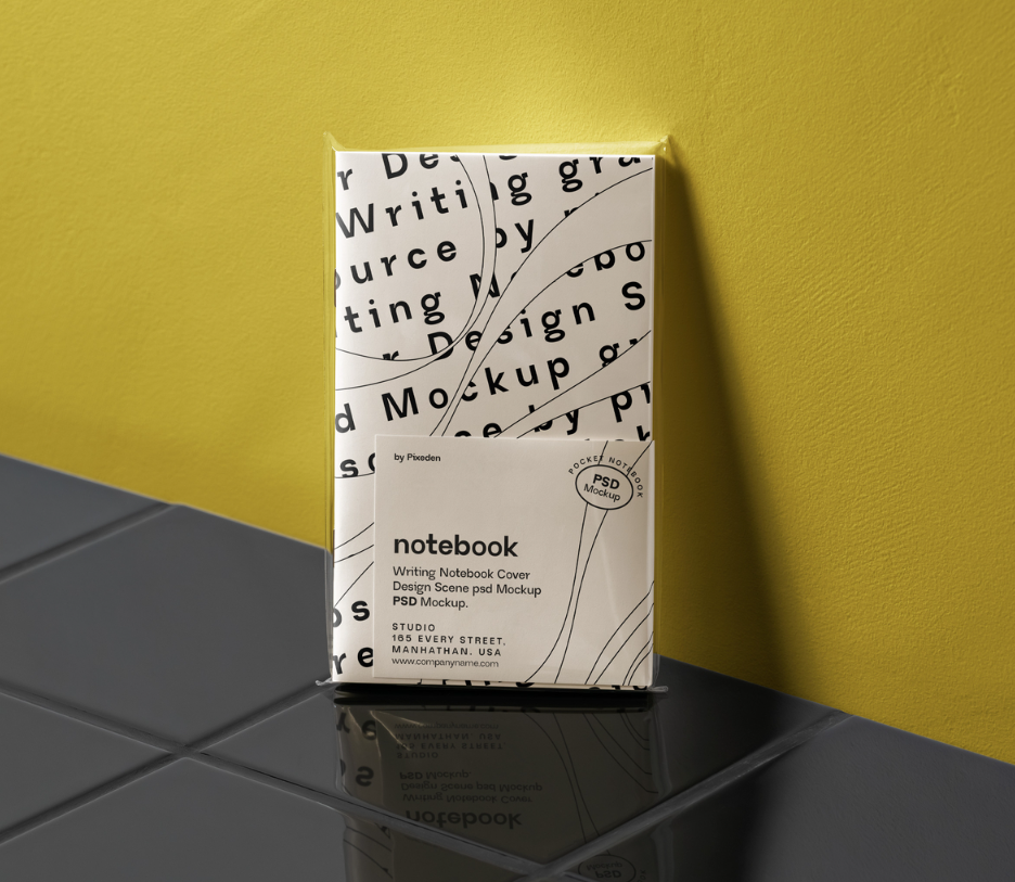 Writing notebook cover Design Scene PSD Mockup