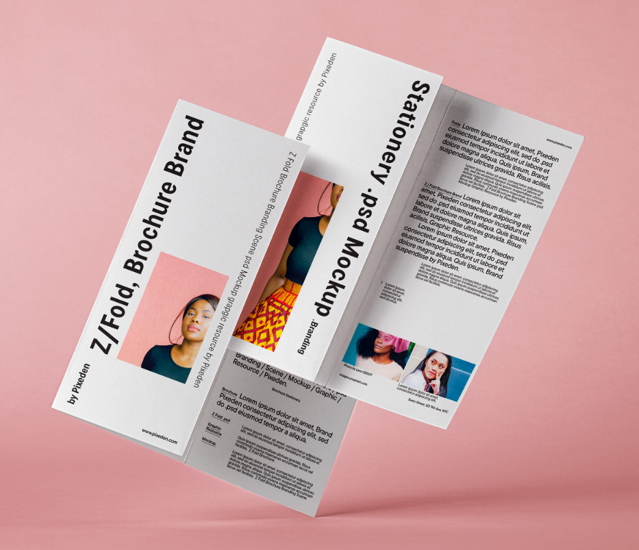 Z Fold Identity Brochure Stationery PSD mockup