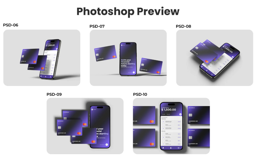 iPhone & Credit Card Mockup   HighQuality UIUX Presentation Set