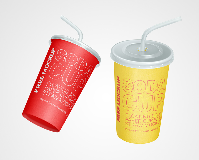 Add a Pop Free Floating Soda Paper cup Mockup