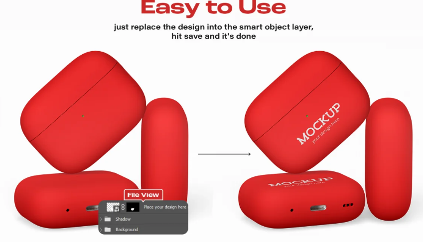 AirPods Pro case Mockup High Resolution Digital Product Presentation PSD