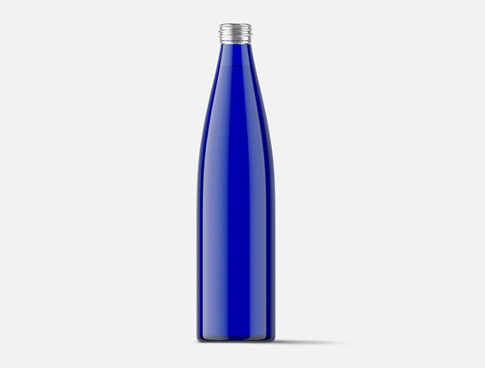 Beverage Blue Beverage Glass Bottle mockup